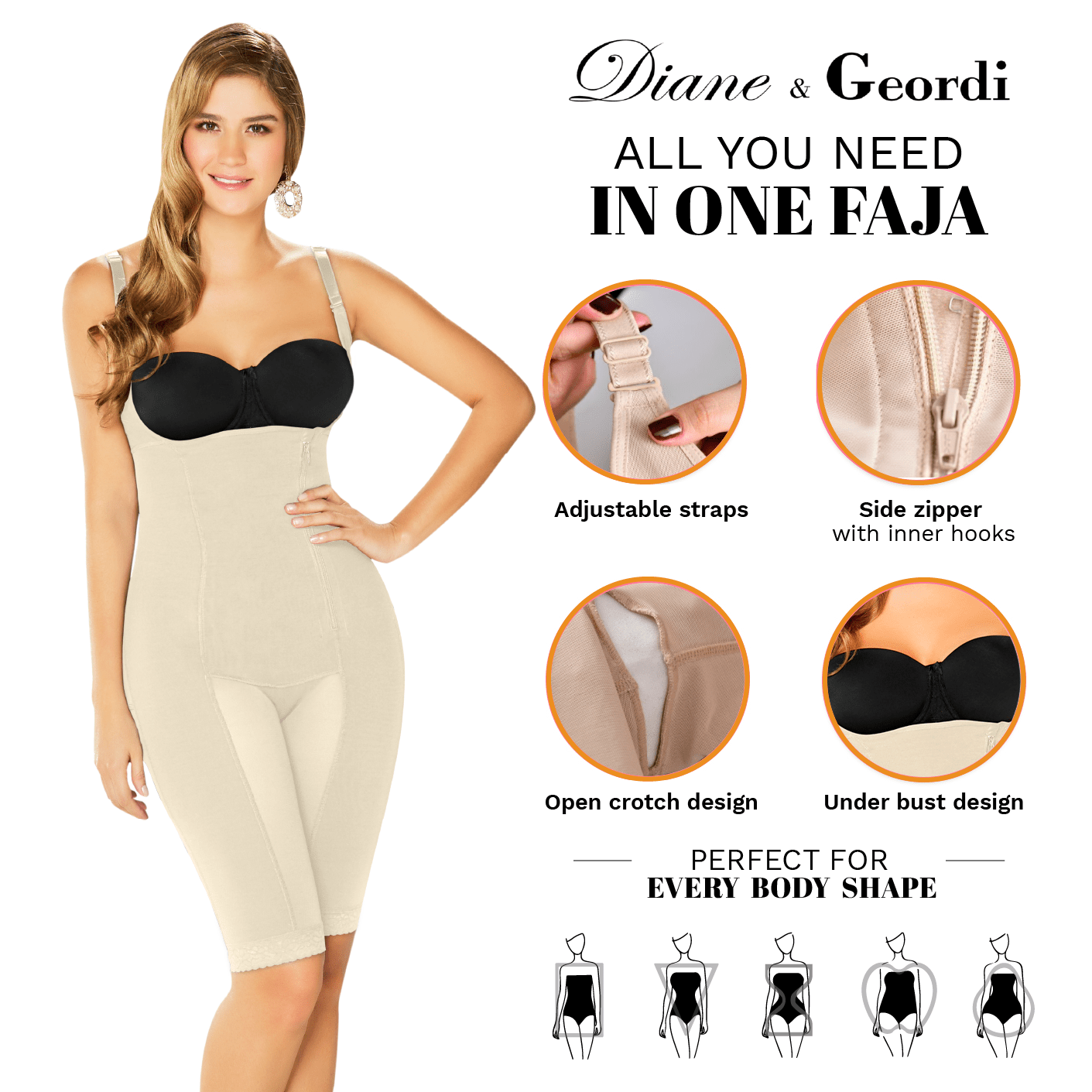 Open Bust Full Body Faja with Firm Tummy Control 2393